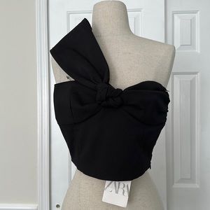 Zara Black Knotted Crop Top